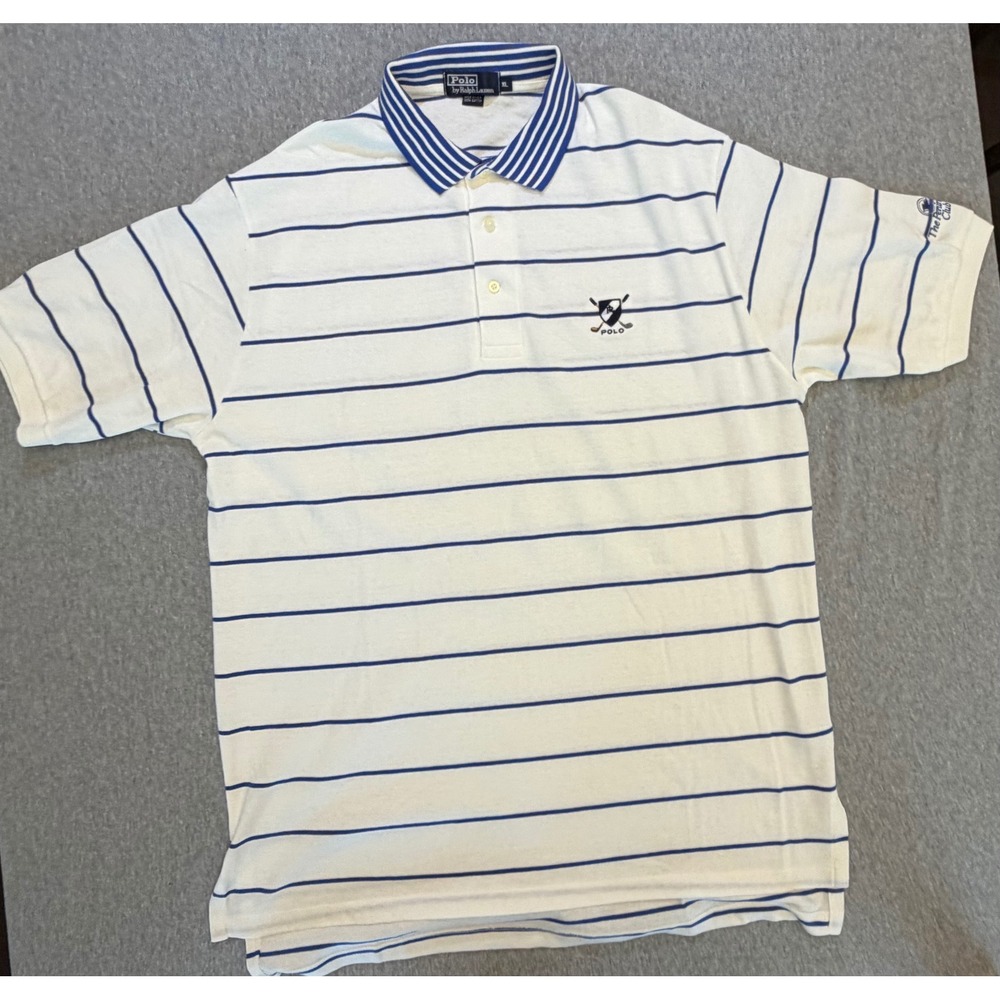 Vintage Polo Ralph Lauren Golf Polo XL USA Made Peninsula Club Striped 90s